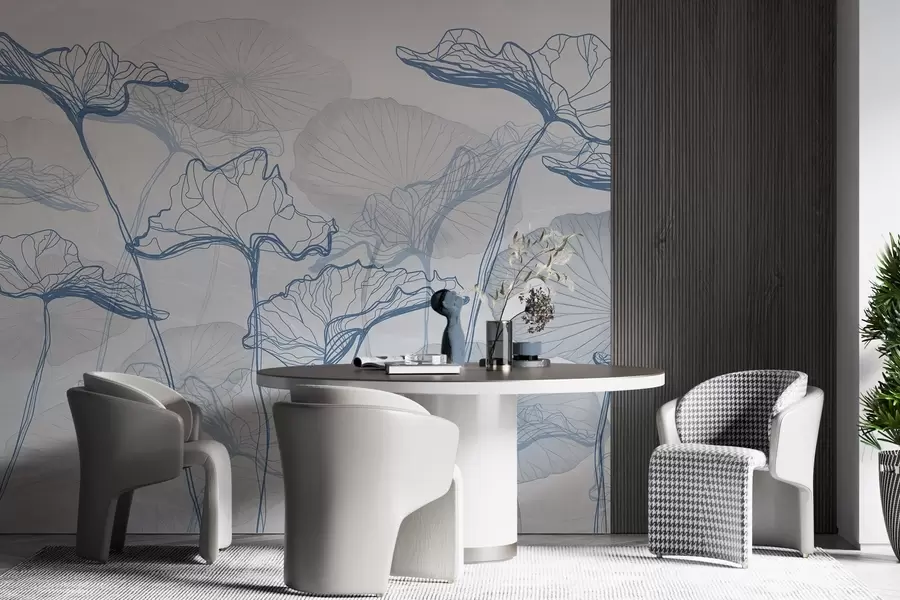 wall murals Various lotus leaves w04471v2