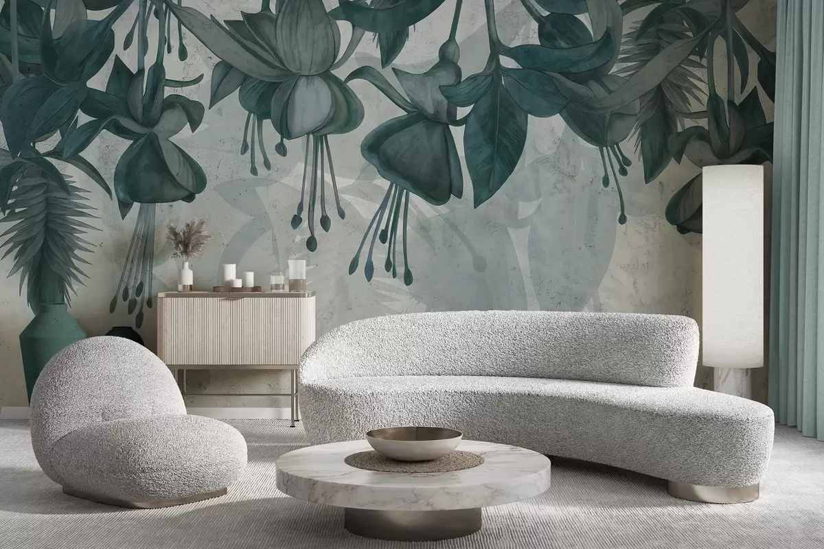 wall murals Hanging flowers in grunge style w04472v1