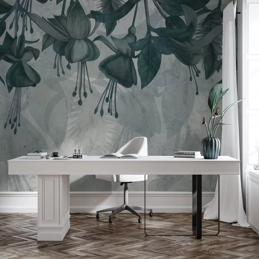 wall murals Hanging flowers in grunge style w04472v1