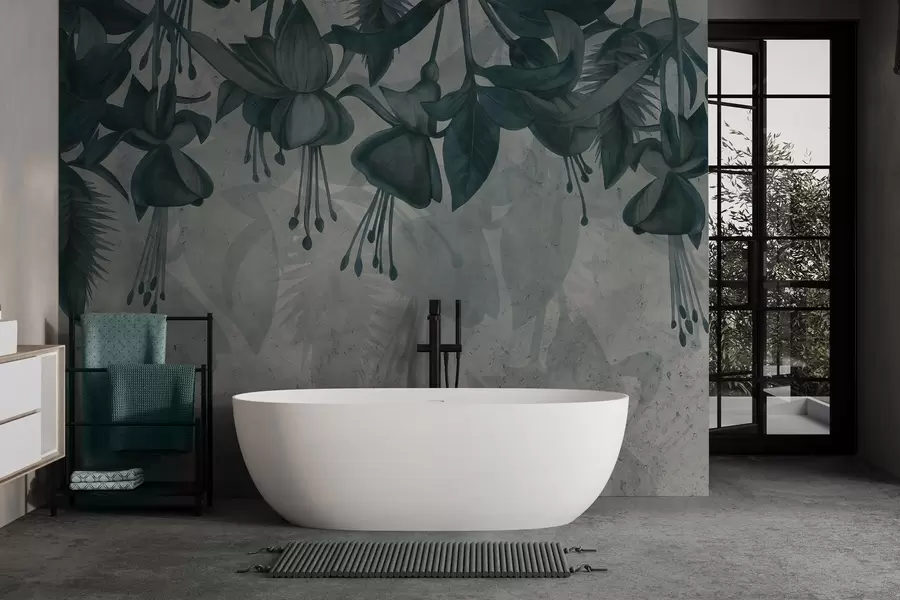 wall murals Hanging flowers in grunge style w04472v1