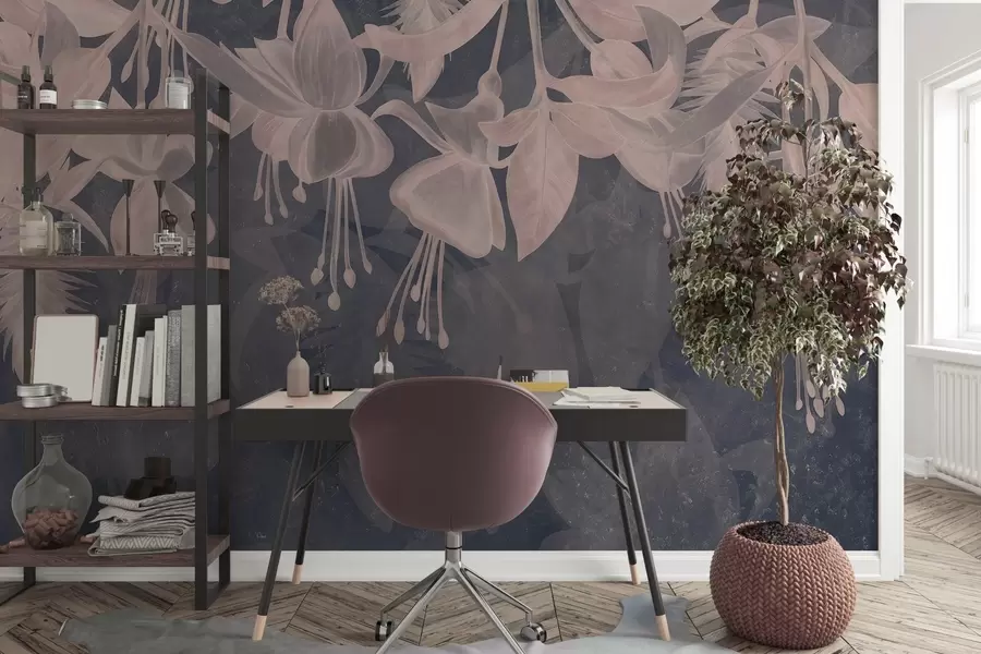 wall murals Hanging flowers in grunge style w04472v2