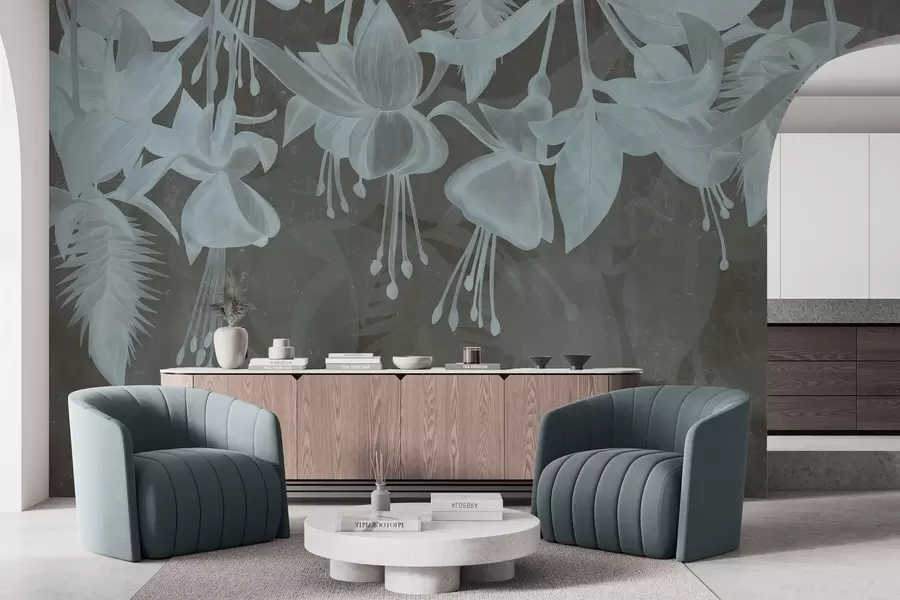 wall murals Hanging flowers in grunge style w04472v3