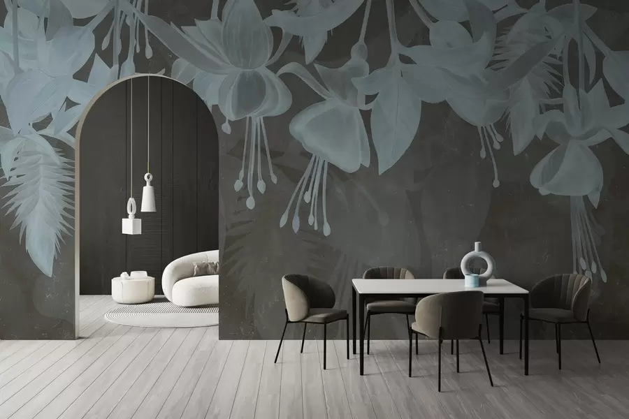wall murals Hanging flowers in grunge style w04472v3