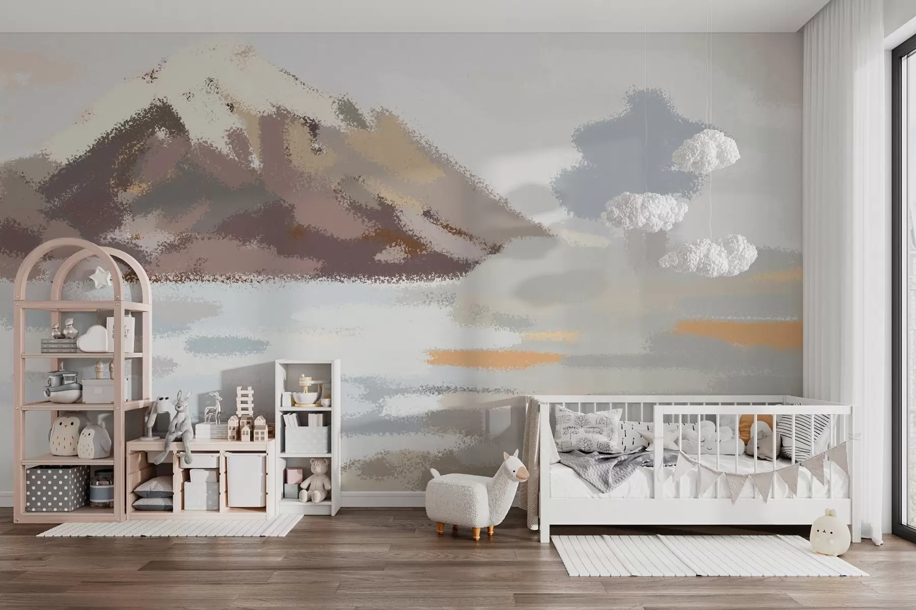 wall murals abstract landscape in the style of a child's drawing w04498