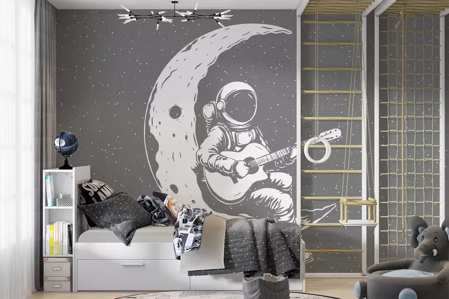 wall murals Cosmonaut, moon, guitar w04514