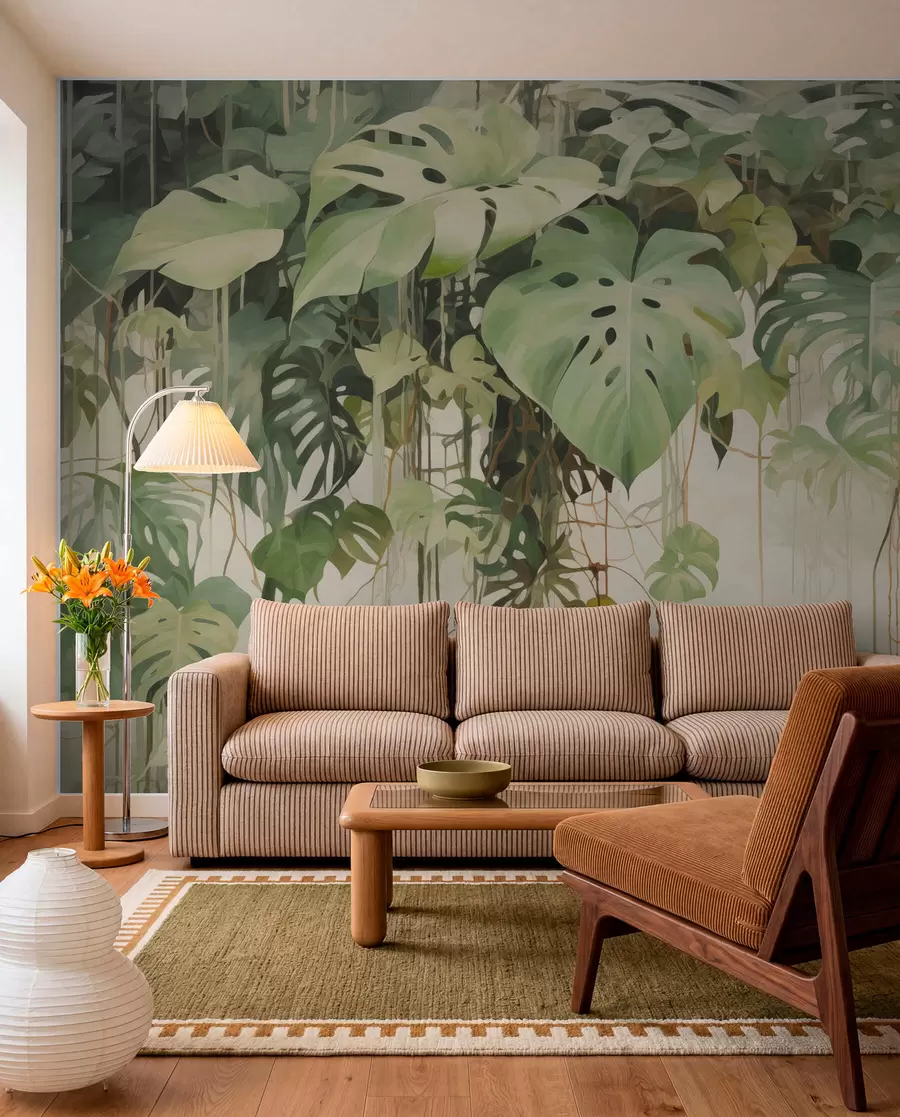 wall murals Tropical leaves w04525