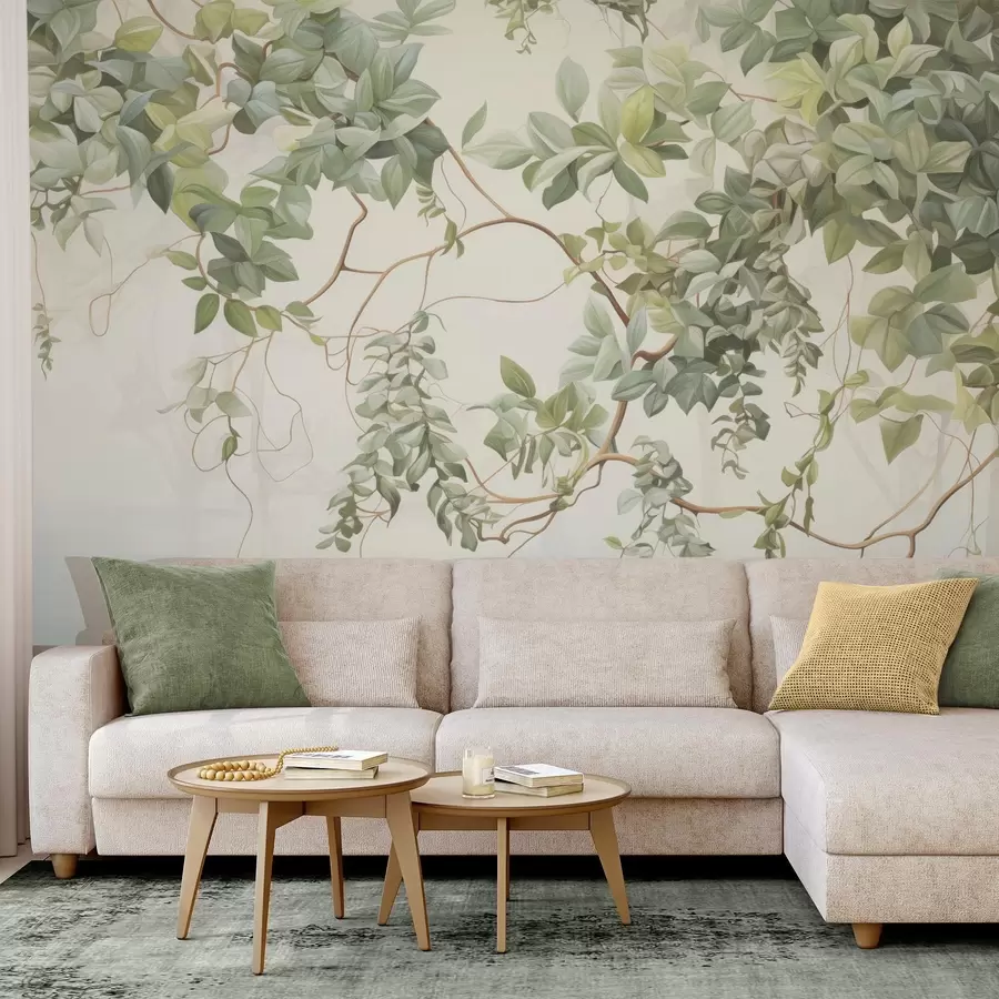 wall murals Leaves on tree branches w04528