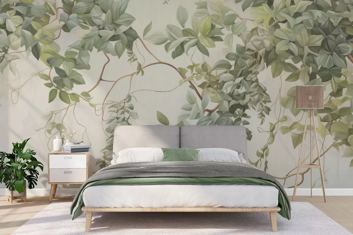 wall murals Leaves on tree branches w04528