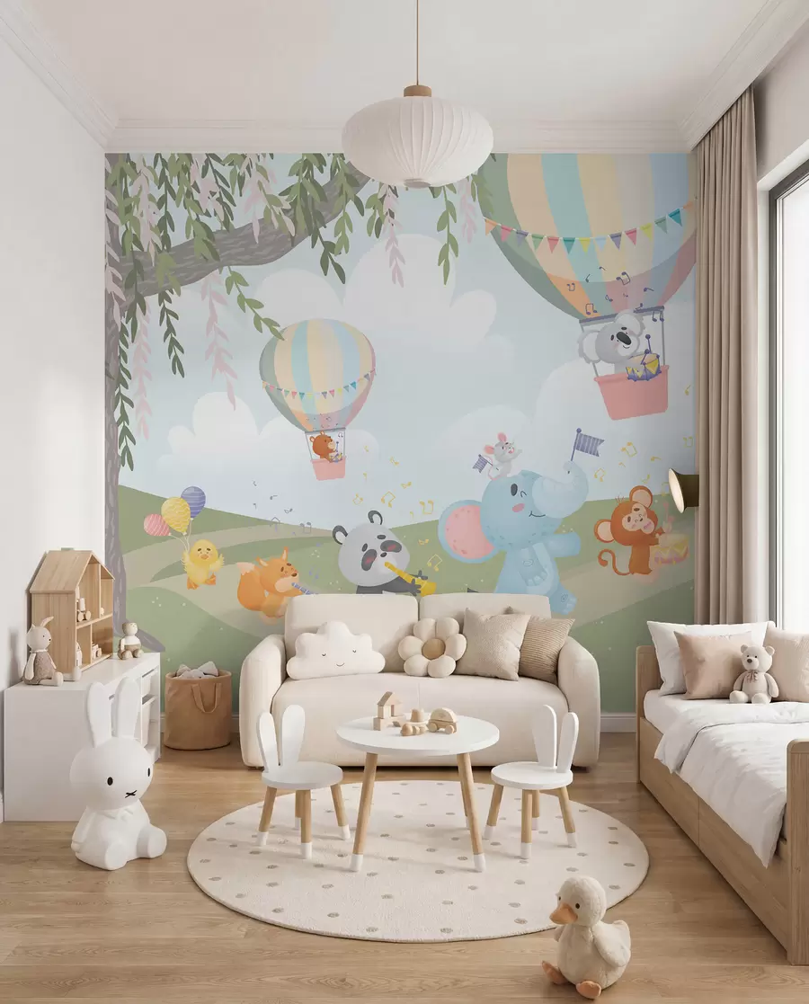 wall murals Landscape with animals playing musical instruments w04200