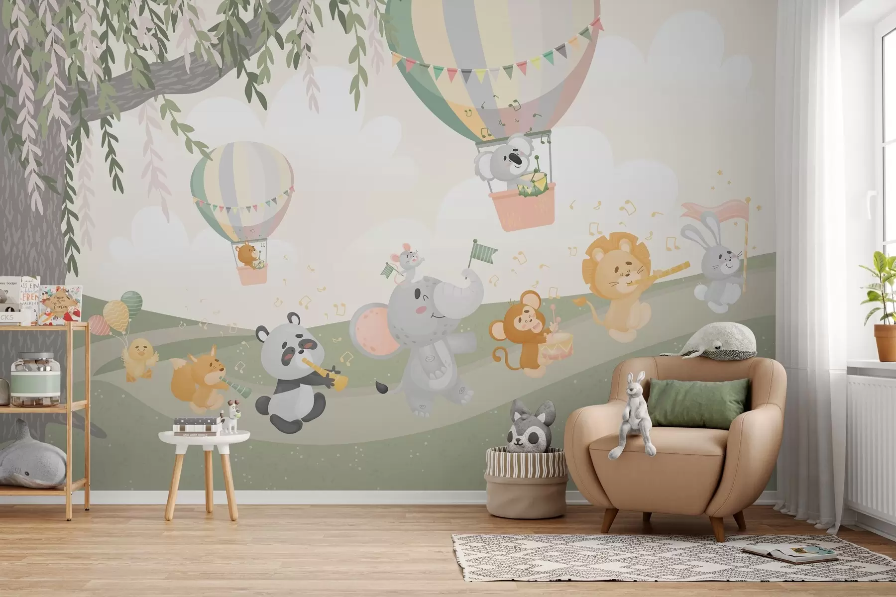 wall murals Landscape with animals playing musical instruments w04200v1