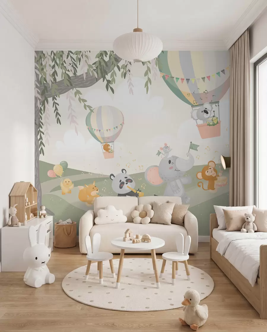wall murals Landscape with animals playing musical instruments w04200v1