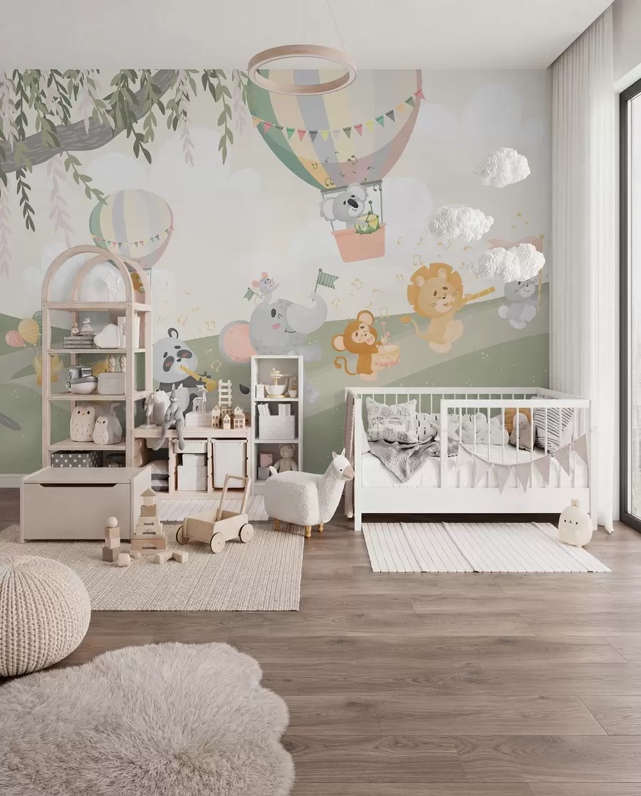 wall murals Landscape with animals playing musical instruments w04200v1