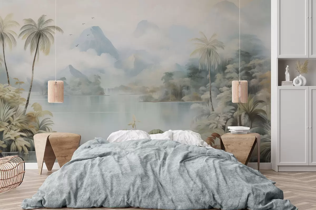 wall murals River in the jungle near the mountains w04536