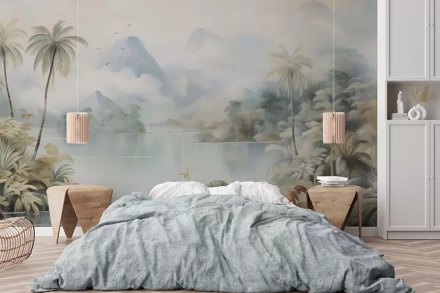 wall murals River in the jungle near the mountains w04536