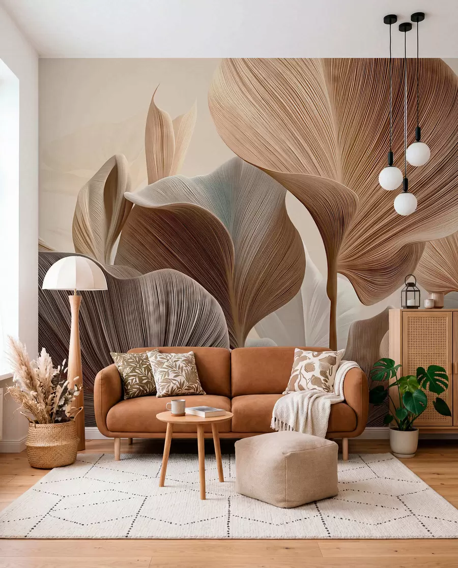wall murals Sculpted Leaves w04549