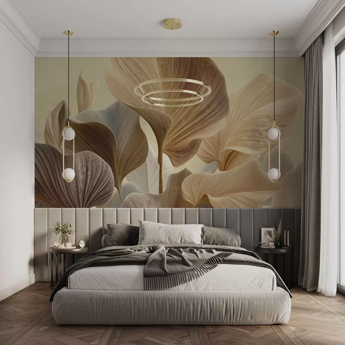 wall murals Sculpted Leaves in Sand w04549v2