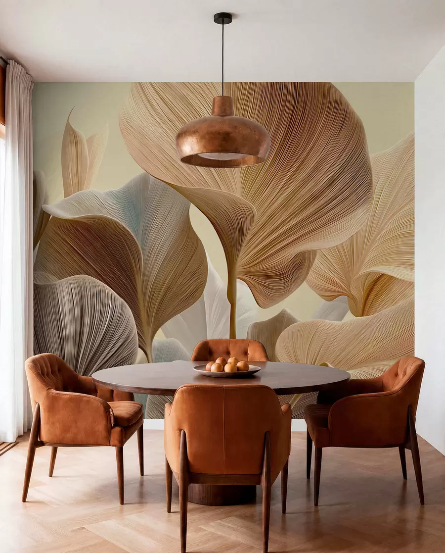 wall murals Sculpted Leaves in Sand w04549v2
