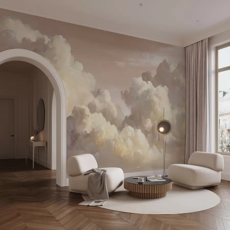 wall murals Clouds in warm pastel pink light w04550v1