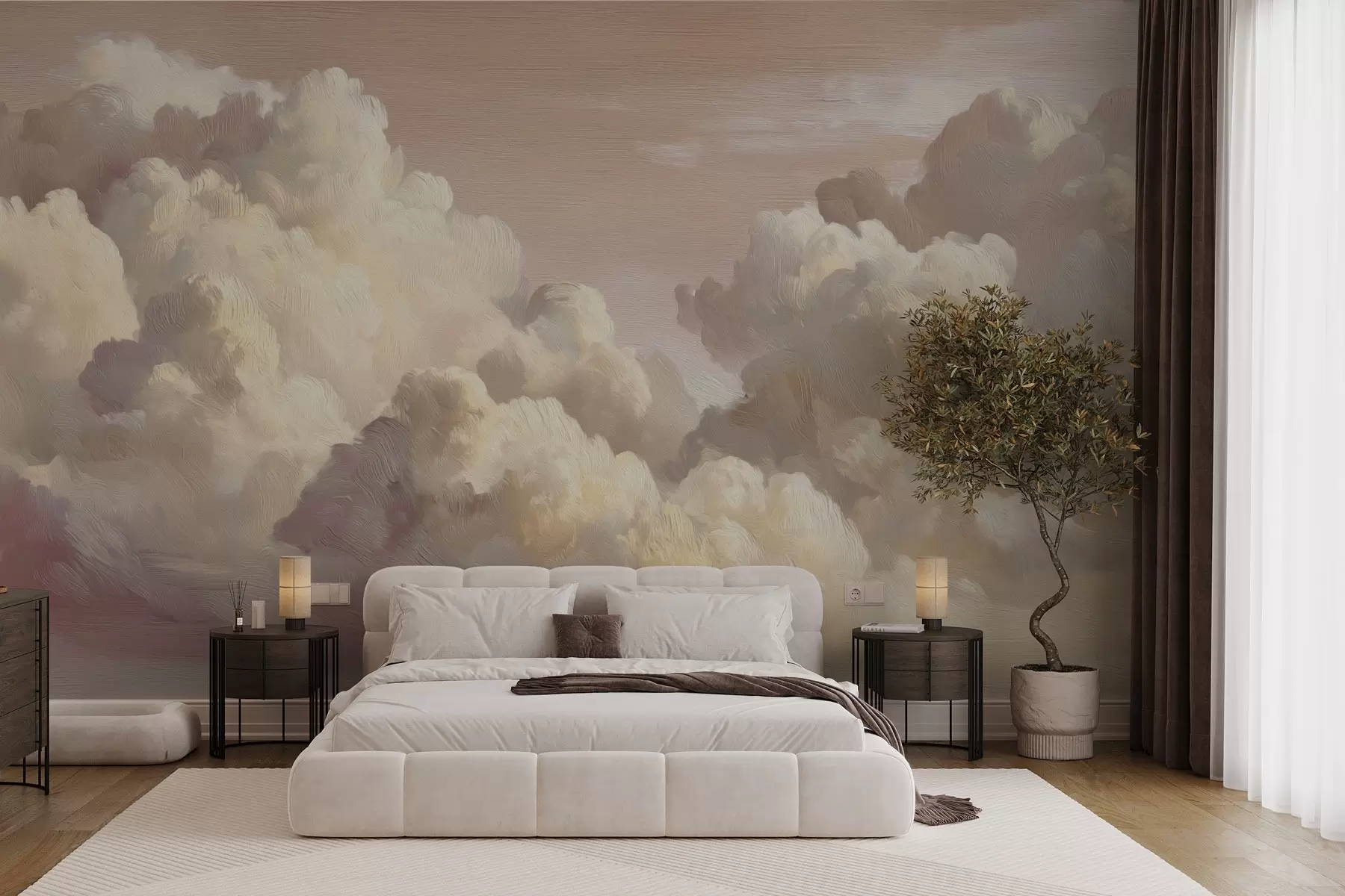 wall murals Clouds in warm pastel pink light w04550v1