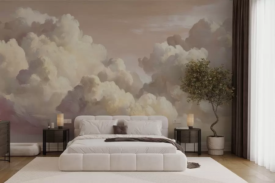 wall murals Clouds in warm pastel pink light w04550v1