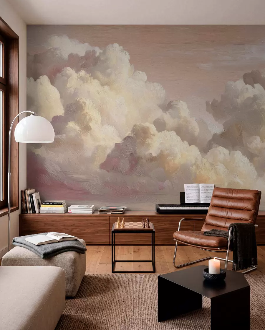 wall murals Clouds in warm pastel pink light w04550v1