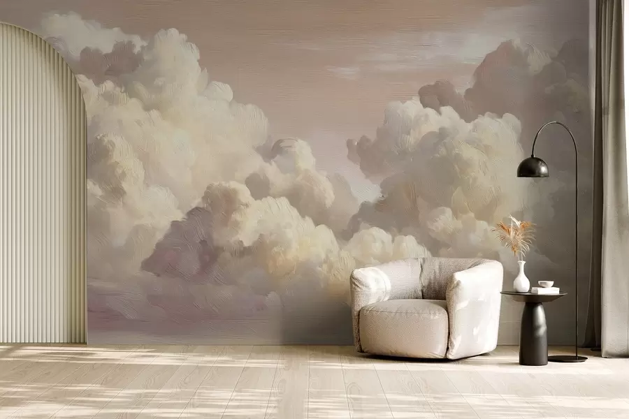 wall murals Clouds in warm pastel pink light w04550v1