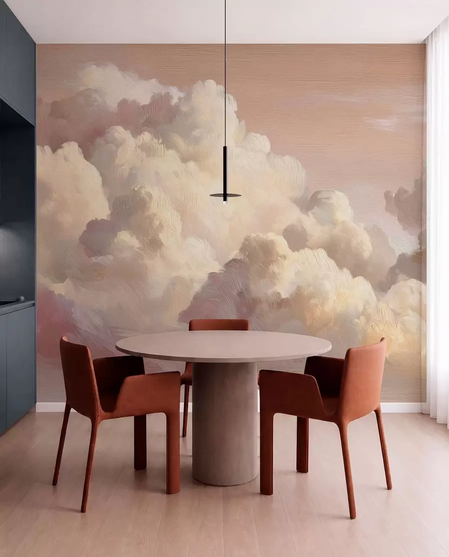 wall murals Clouds in warm pastel pink light w04550v1