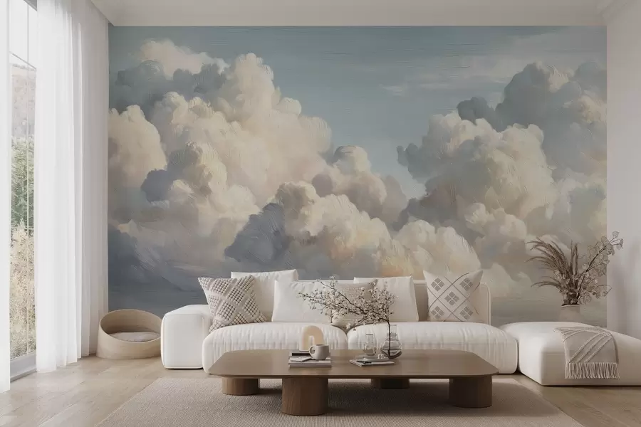 wall murals Clouds in soft blue sky with light texture w04550v2