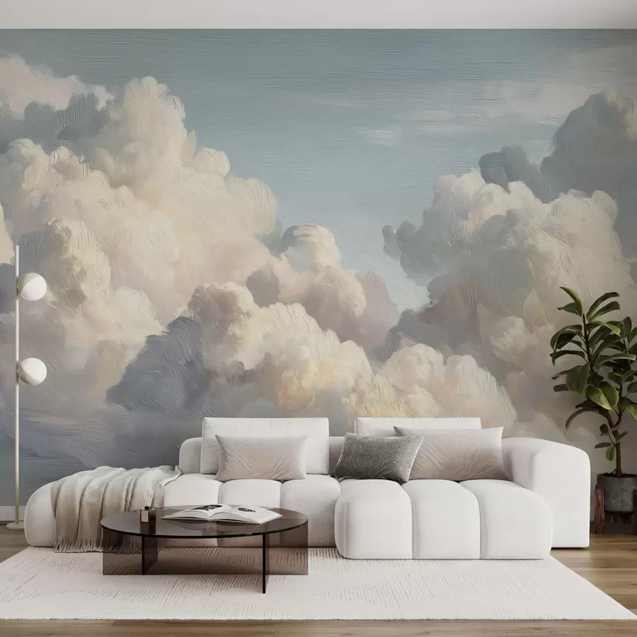 wall murals Clouds in soft blue sky with light texture w04550v2