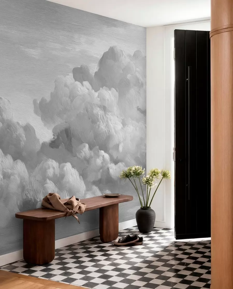 wall murals Monochrome textured cloud formation w04550v3