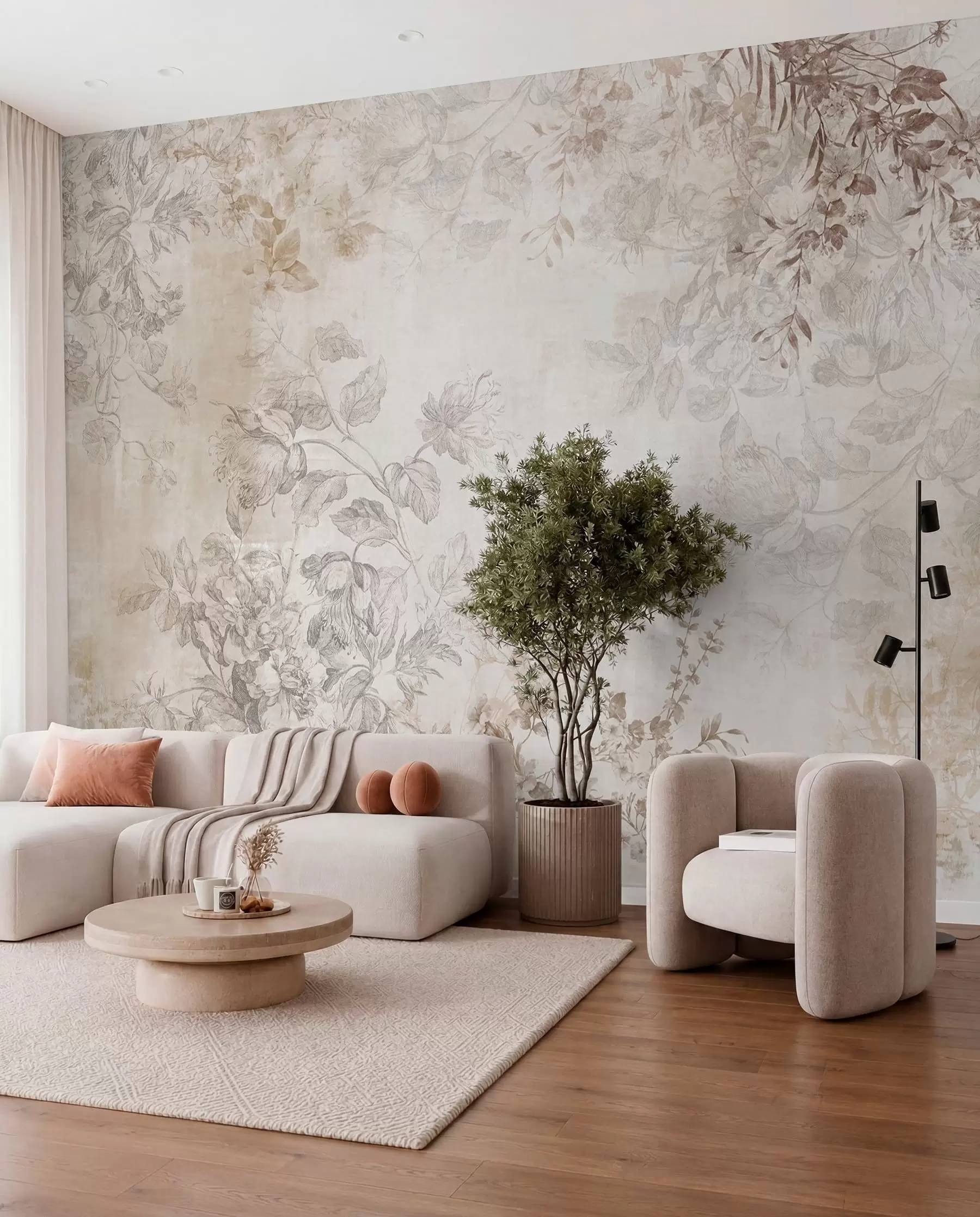 wall murals Garden in Sepia w09402