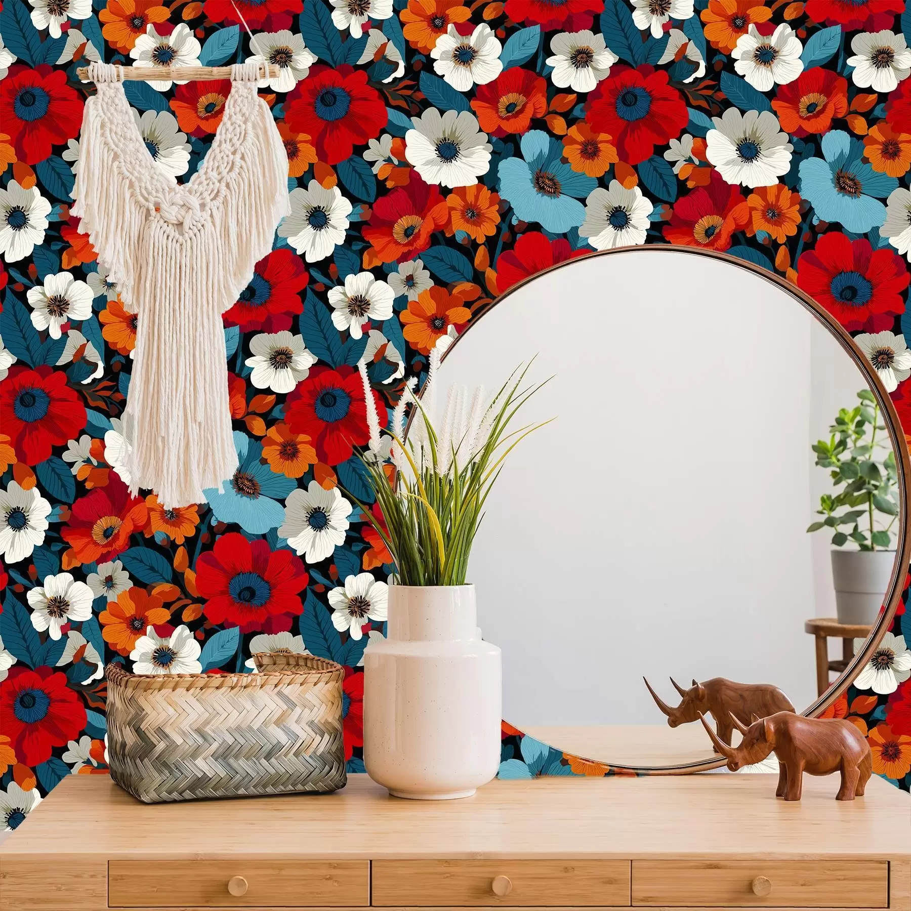 wall murals Multicoloured flowers a00542