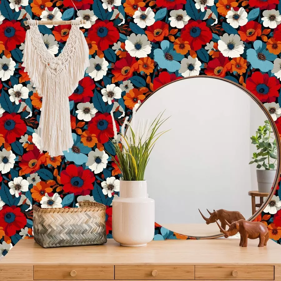 wall murals Multicoloured flowers a00542