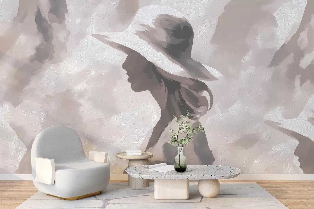 wall murals Girl in a hat w04561