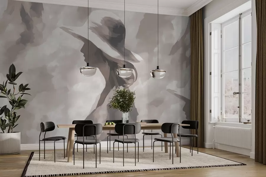 wall murals Girl in a hat w04561