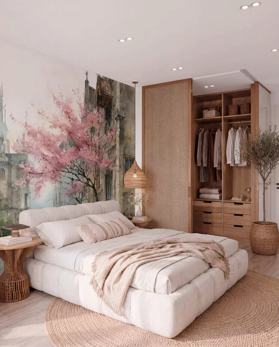 wall murals watercolour-style cityscape w04500