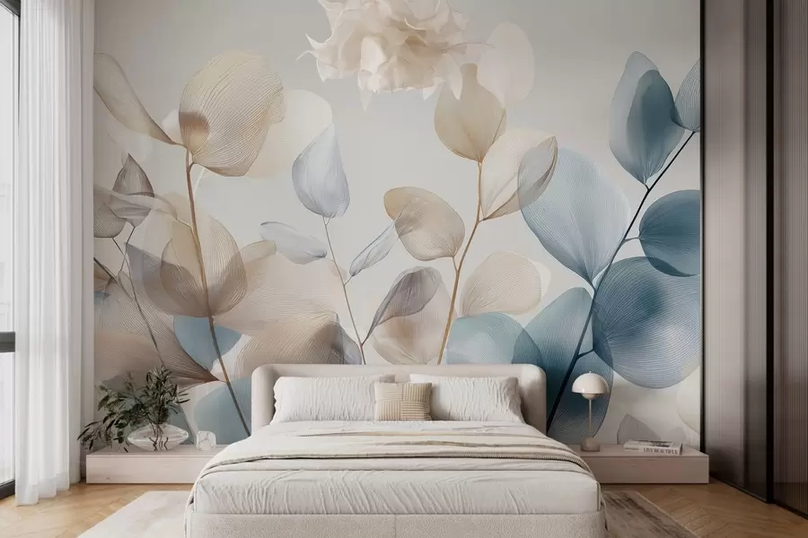 wall murals elegant eucalyptus leaves with veins w04503