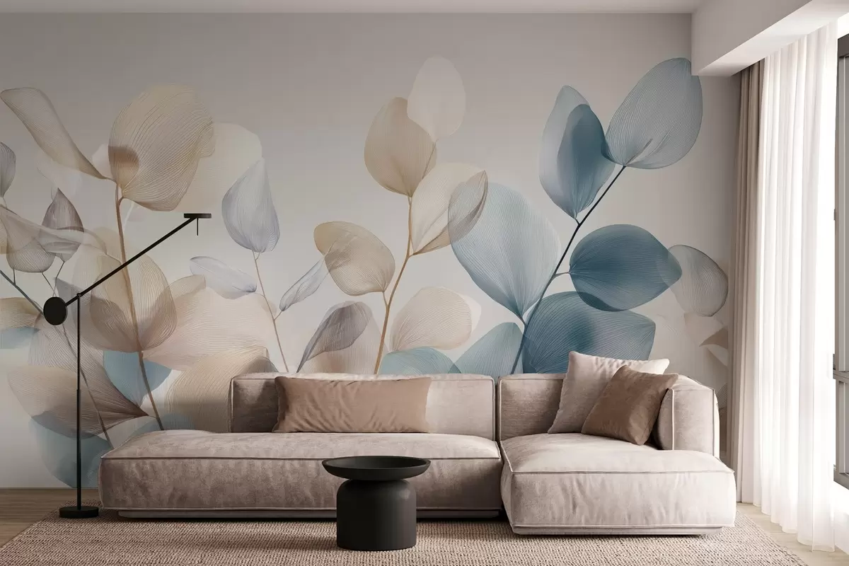 wall murals elegant eucalyptus leaves with veins w04503
