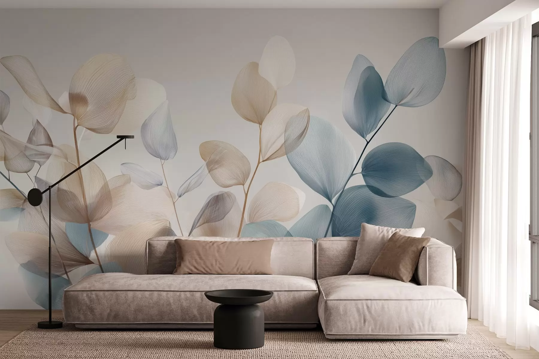 wall murals elegant eucalyptus leaves with veins w04503