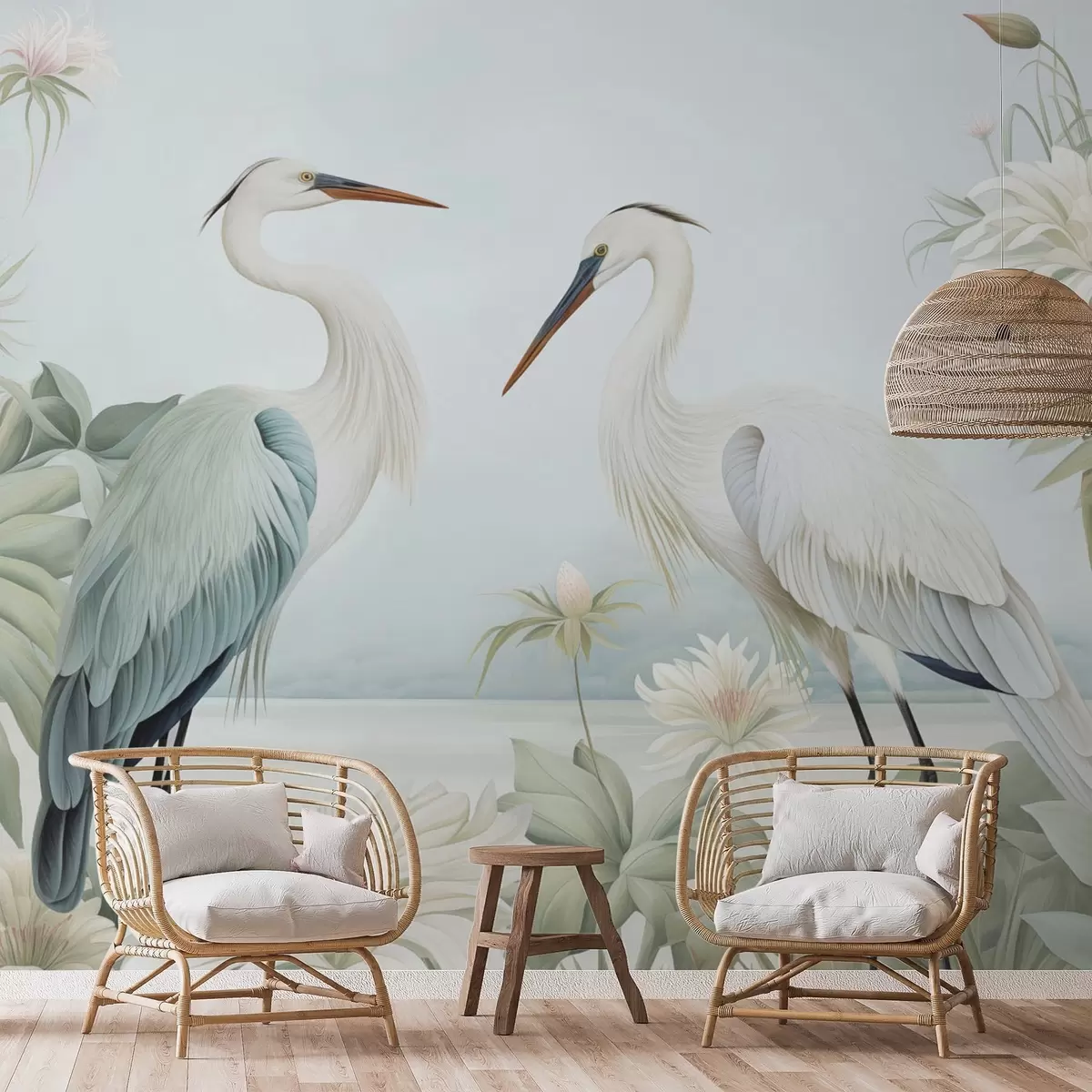 wall murals Herons by the pond w04538