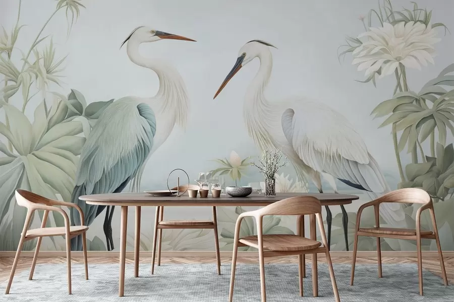wall murals Herons by the pond w04538