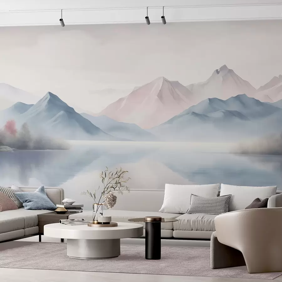 wall murals Lake near the mountains w04593