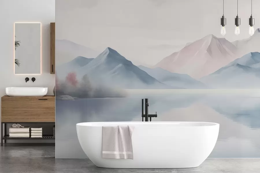 wall murals Lake near the mountains w04593