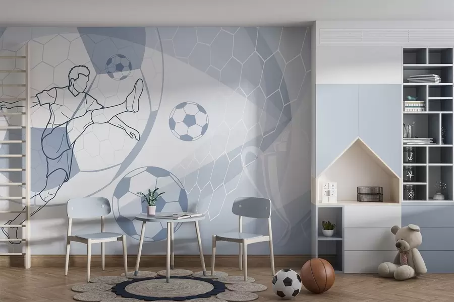 wall murals Soccer player and balls w04601