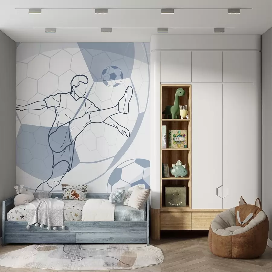 wall murals Soccer player and balls w04601