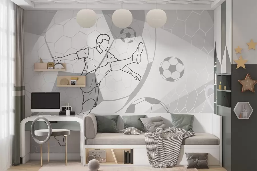 wall murals Soccer player and balls w04601v1