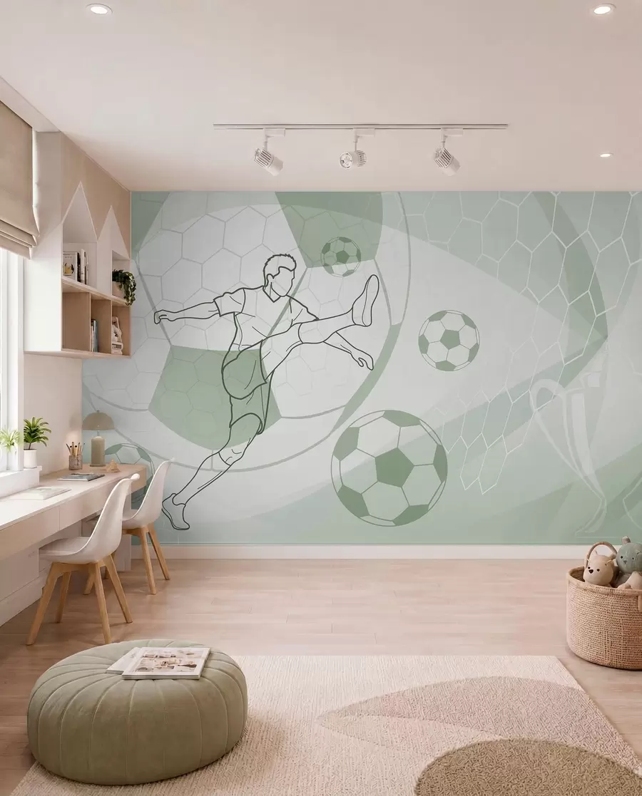 wall murals Green Football Line Drawing w04601v2