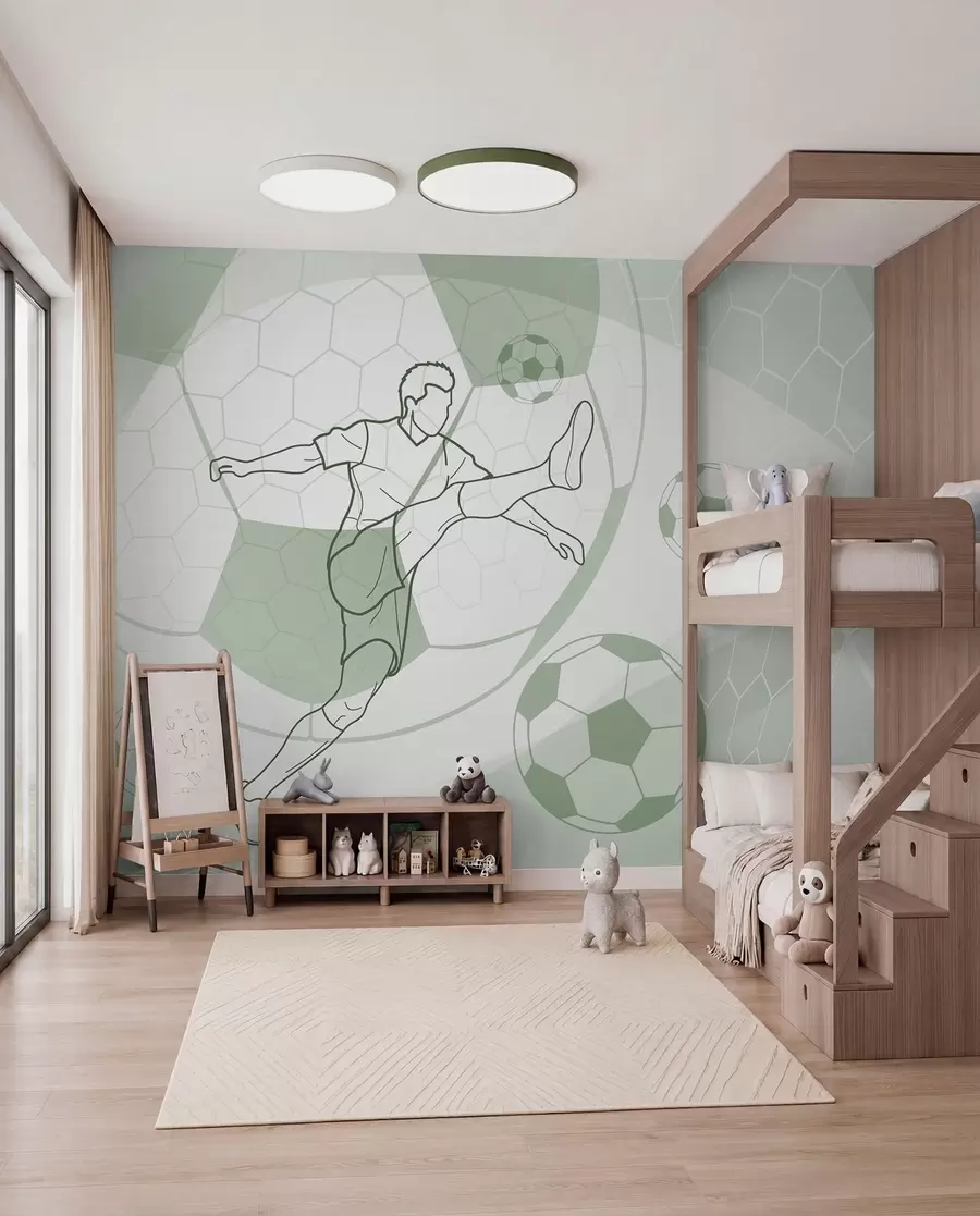 wall murals Green Football Line Drawing w04601v2