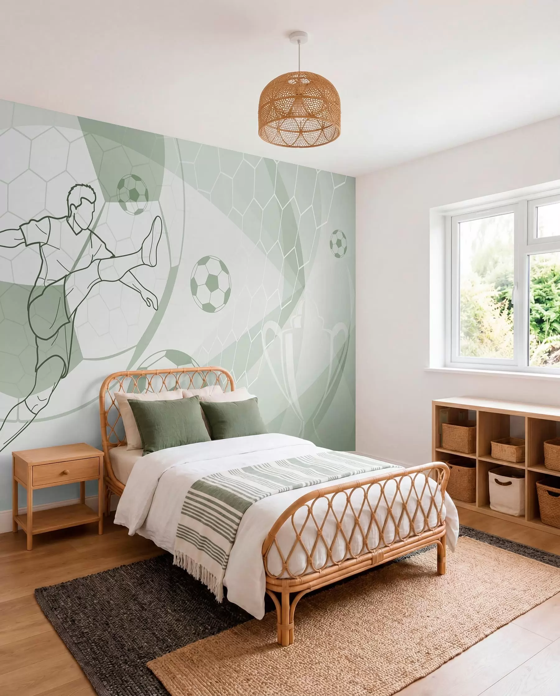 wall murals Green Football Line Drawing w04601v2