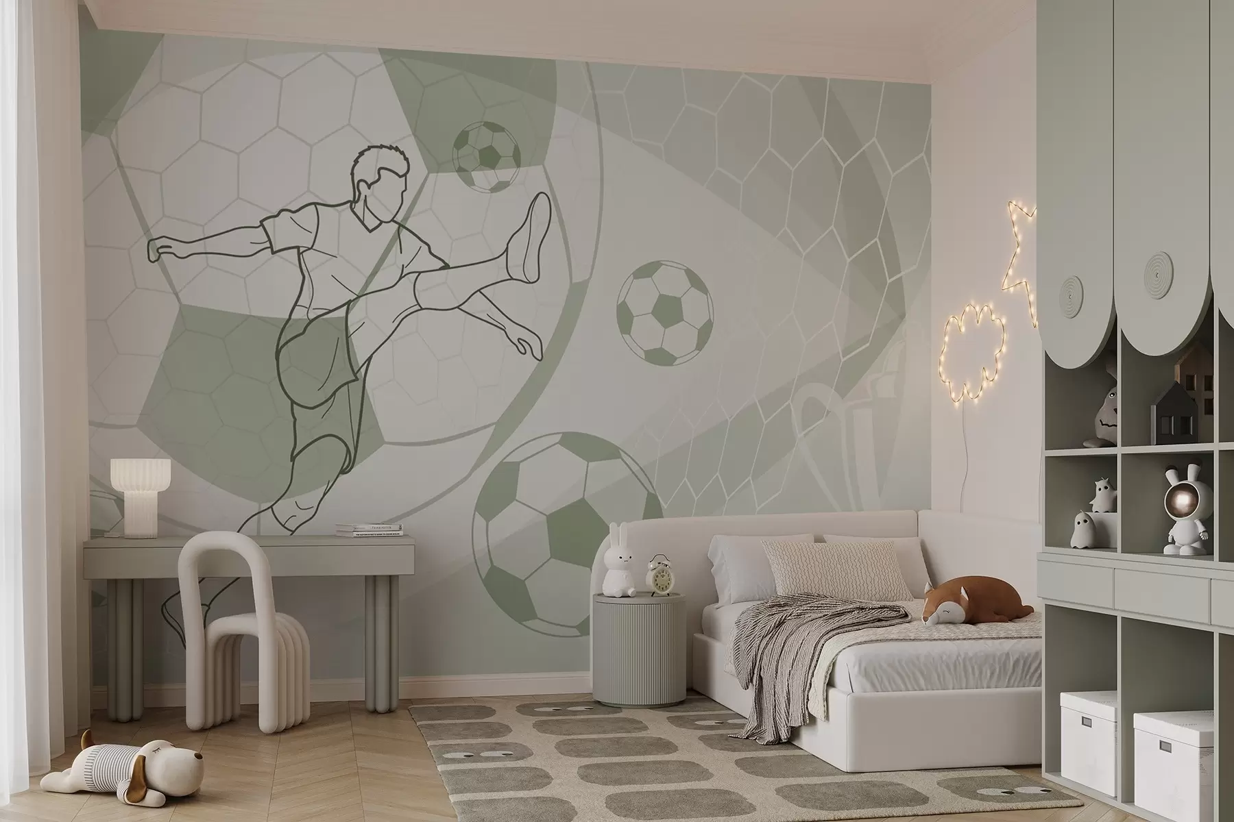 wall murals Soccer player and balls w04601v2